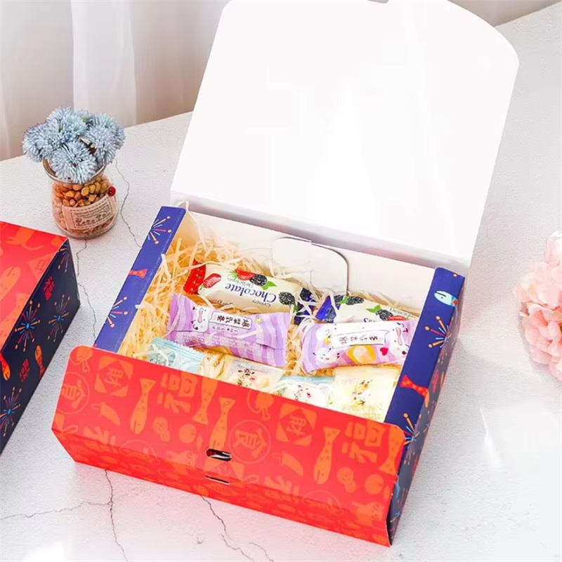 Matcha Cookie Box - กล่องคุกกี้สร้างสรรค์สไตล์เกาหลีสำหรับเทศกาลตรุษจีน กล่องบรรจุภัณฑ์ขนาดใหญ่แบบพับได้ พร้อมริบบิ้นสีแดง กล่องของขวัญปีใหม่
