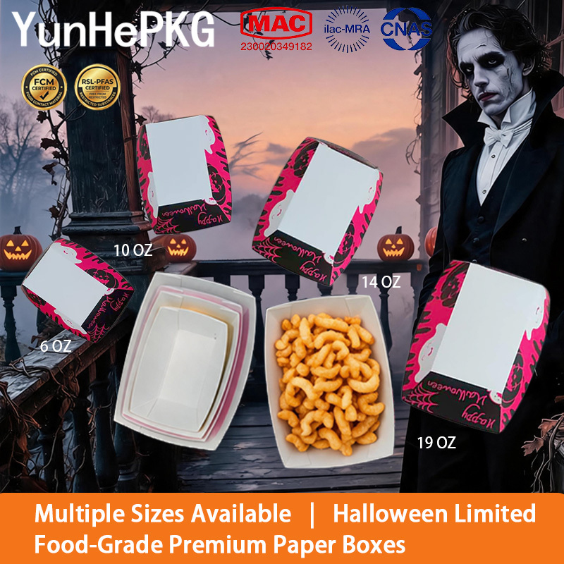 Food Snacks That Are Black - ถาดกระดาษใส่อาหาร YunHePKG 100 ชิ้น สำหรับฮาโลวีน ขนาด