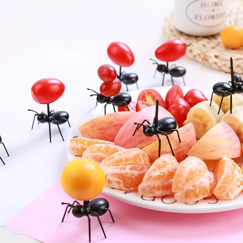 Food Snacks That Are Black - ชุดไม้จิ้มฟันรูปมดดำ 112 ชิ้น/ชุด สำหรับผลไม้ ขนมหวาน ของว่าง